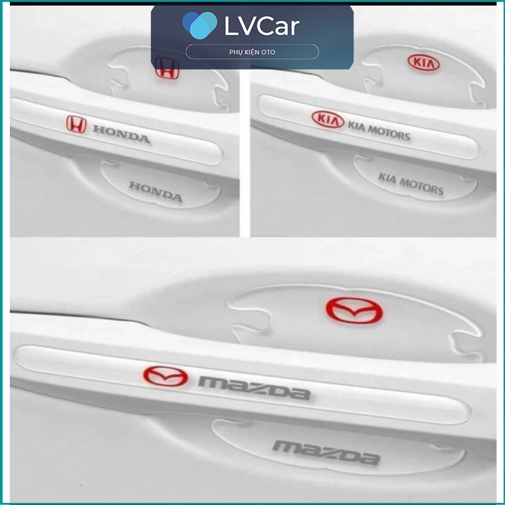 Dãn hõm xe, cửa xe ô tô silicon chống xước 8 chi tiết full logo hãng: toyota, hyundai, Vinfast, Chevrolet,...