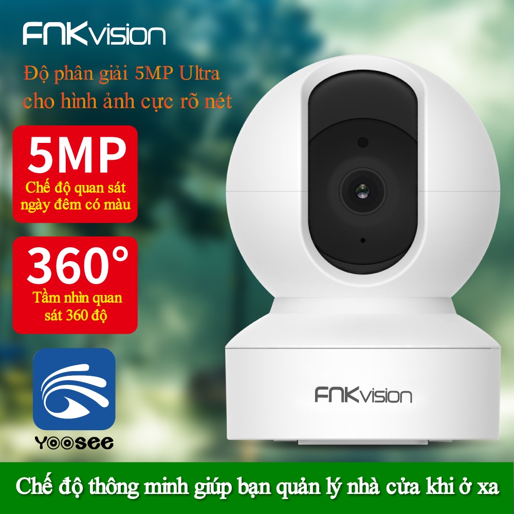 CAMERA IP WIFI YOOSEE Tiếng Việt FNKvision 5.0Mpx Full HD  New 2023 - QUAY ĐÊM SIÊU NÉT - XOAY 360 ĐỘ