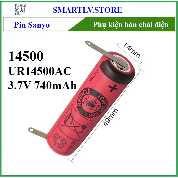 Pin Sanyo 14500 3.7V - Chuyên Dùng Cho Bàn Chải Điện Philips Sonicare & Oral-B & Máy Cạo Râu Philips