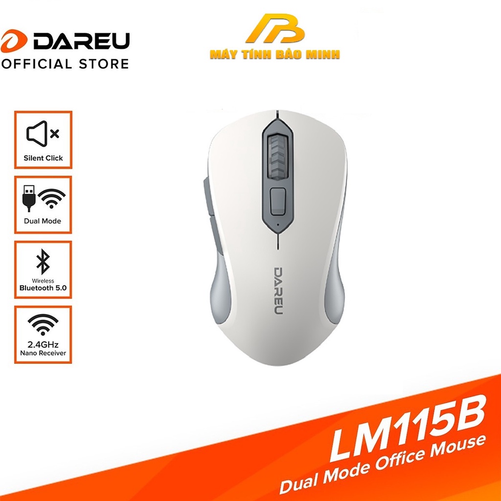 Chuột Không Dây DAREU LM115B Bluetooth 5.0/ 2.4G/ Silent Switch  - Hàng Chính Hãng