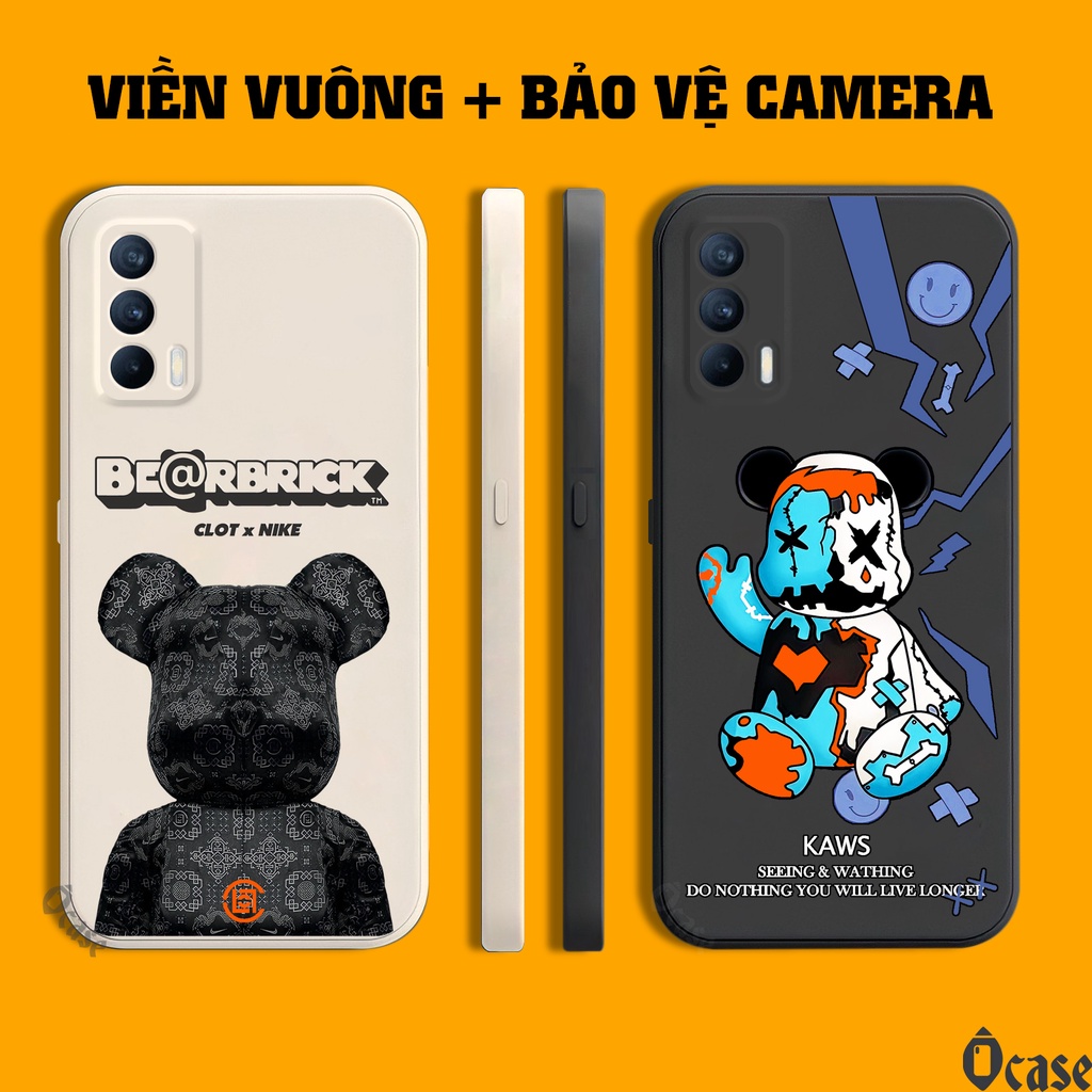 Ốp lưng Realme V15 5G in hình gấu cạnh viền vuông có bảo vệ camera