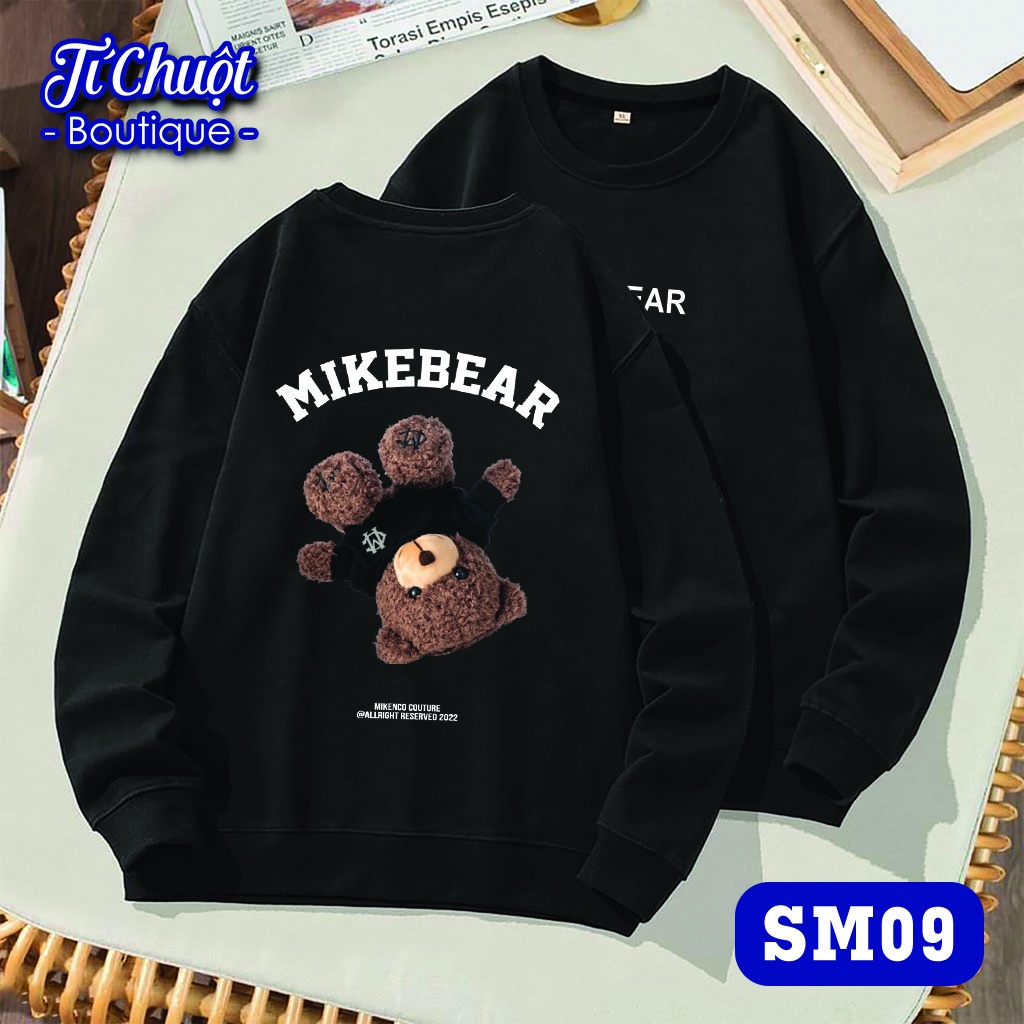 Áo sweater mikenco mikebear, áo tay dài nỉ bông mikebear nam nữ form rộng thu đông - Tí Chuột Studio