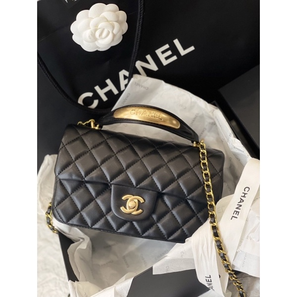 Túi xách nữ C H A N E L Mini 8 tophandle da thật