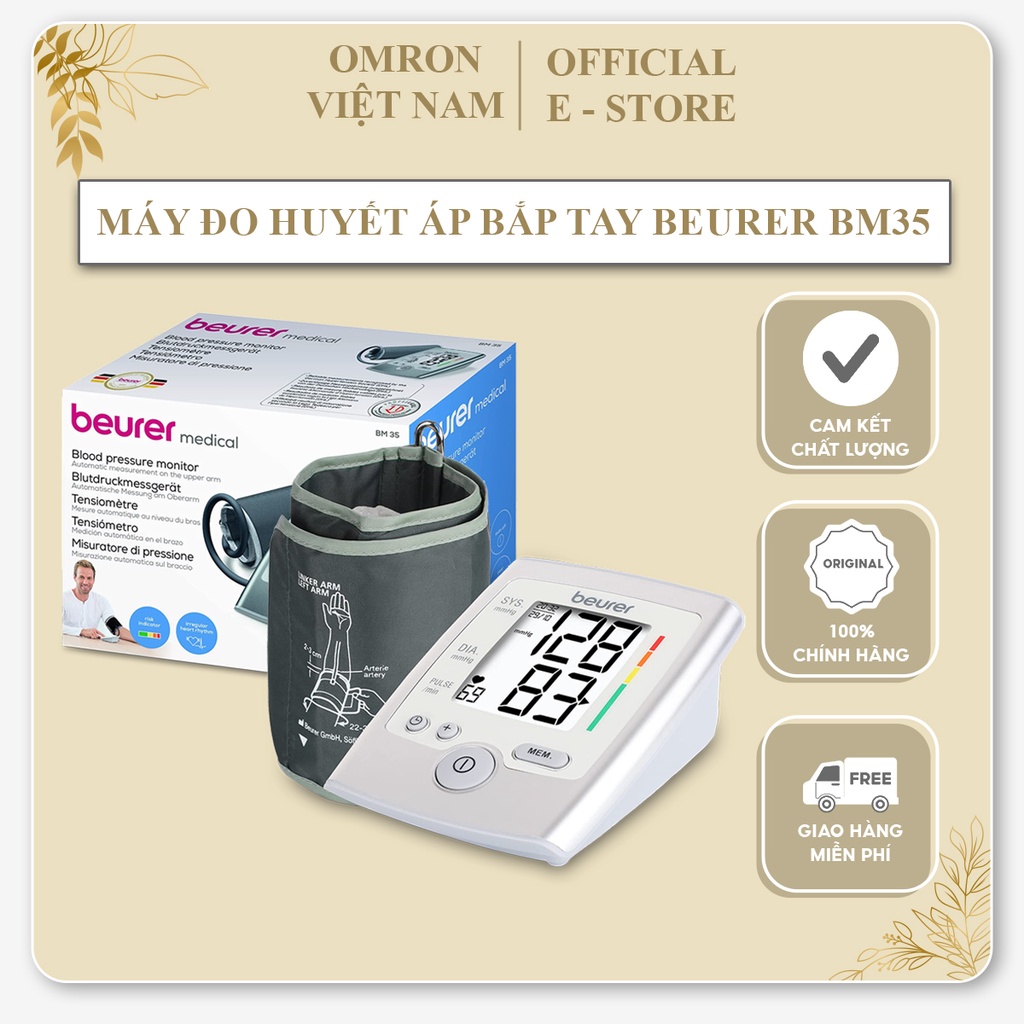 MÁY ĐO HUYẾT ÁP BẮP TAY BEURER BM35 | CẢNH BÁO RỐI LOẠN NHỊP TIM - BẢO HÀNH 3 NĂM