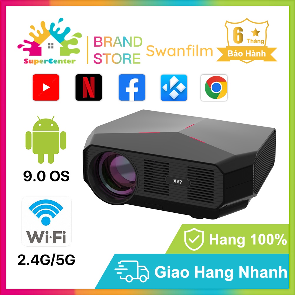 Máy Chiếu Thông Minh Swanfilm XS7 4K 1080P Full HD loa HiFi  màn hình lớn 200" Airplay Eshare