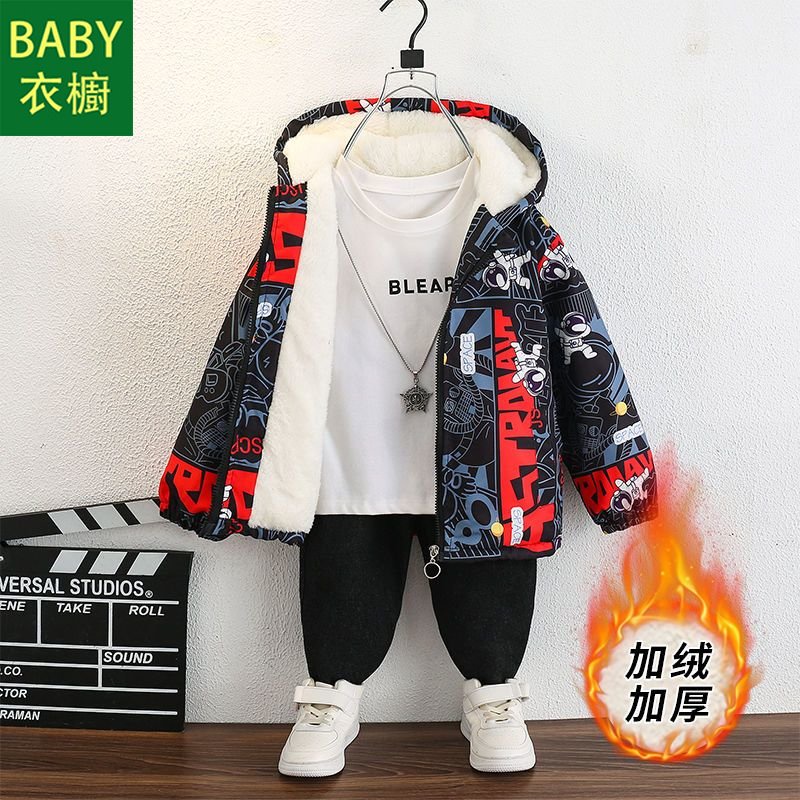 Áo Khoác Cotton Lót Nhung Dày Dặn Phong Cách Thời Trang Thu Đông Mới Cho Bé Trai