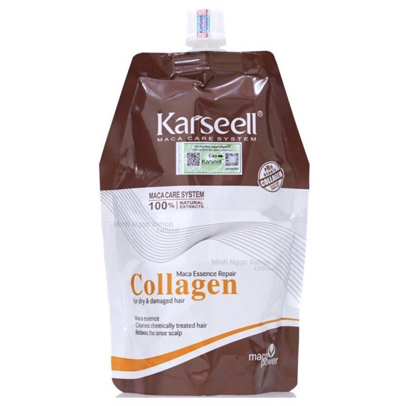 Kem Hấp - Ủ- Xả Phục Hồi Tóc Collagen Karseell Maca Dạng Túi 500ml NEW 2022