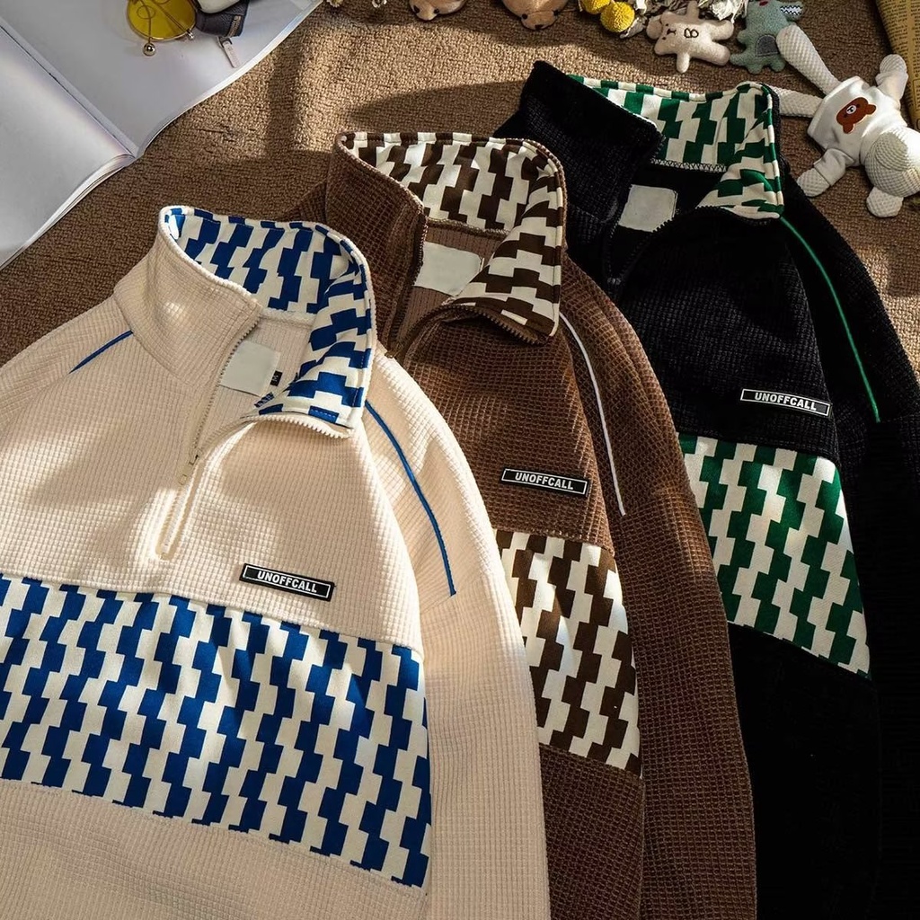 Áo Sweater POLO Tay Dài Dáng Rộng Kẻ Sọc Có Khóa Kéo Thời Trang Mùa Thu 2022 Cho Nam Và Nữ