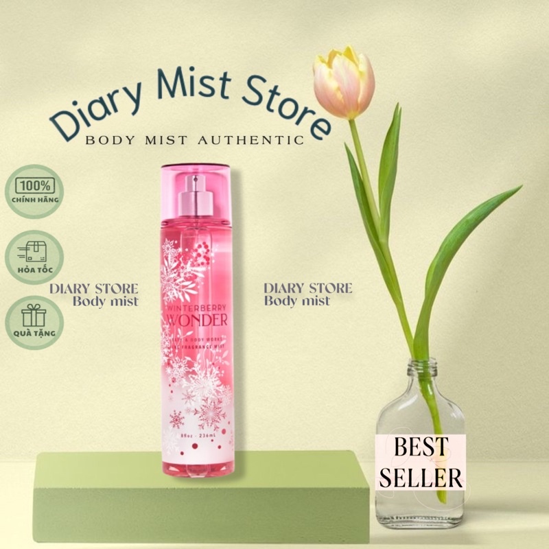 ?????????.????? Xịt thơm toàn thân bodymist Bath & Body Works: Winterberry Wonder