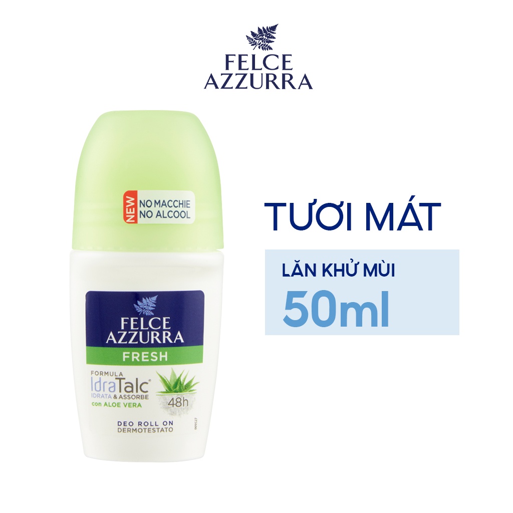 Lăn Khử Mùi Nữ FELCE AZZURRA Hương Nước Hoa Tươi Mát Tinh Nha Đam & Dưa Chuột, Ngăn Mùi 48h 50ml - 80818175