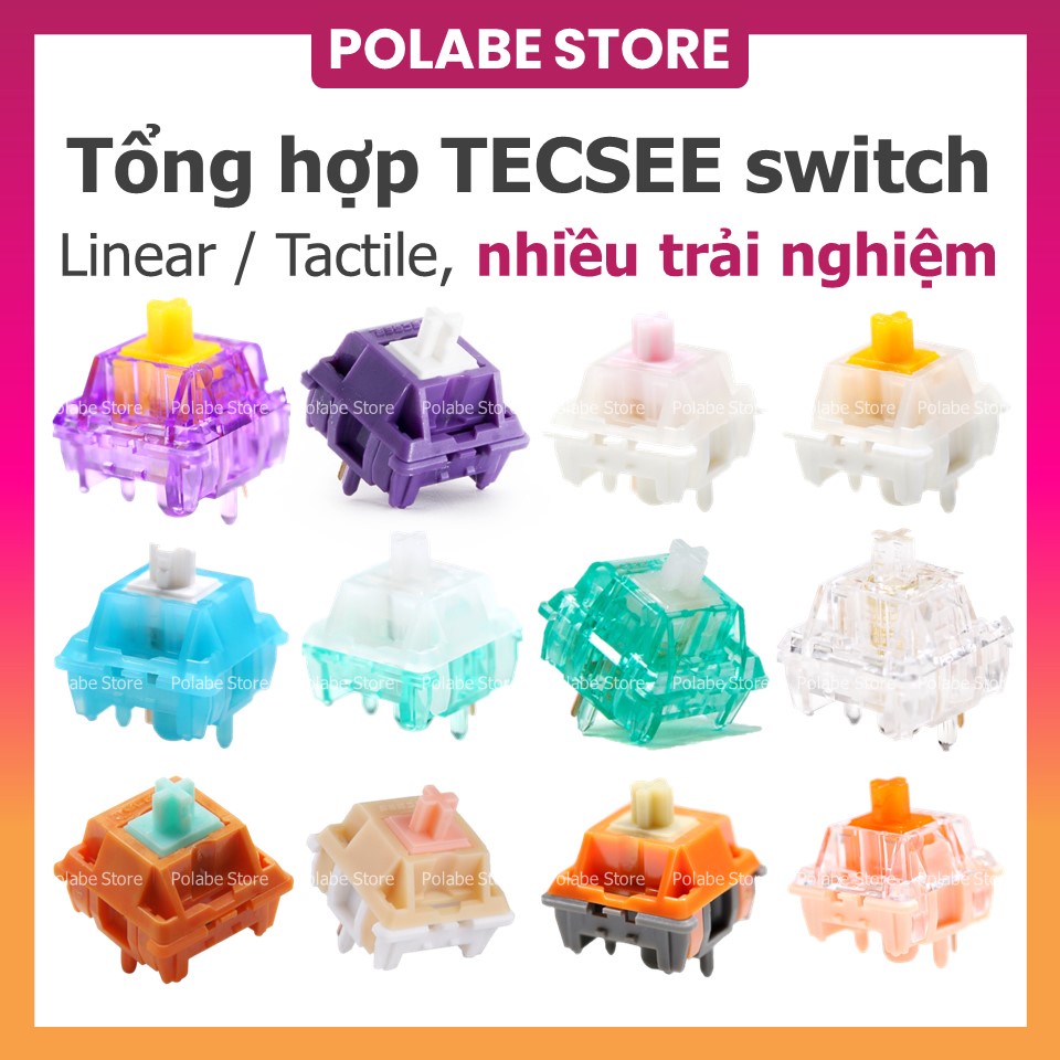 TECSEE ICE MILK Ice Candy Grape Safety Jadeite Coral Blue Sky tactile linear switch công tắc bàn phím cơ - Polabe Store