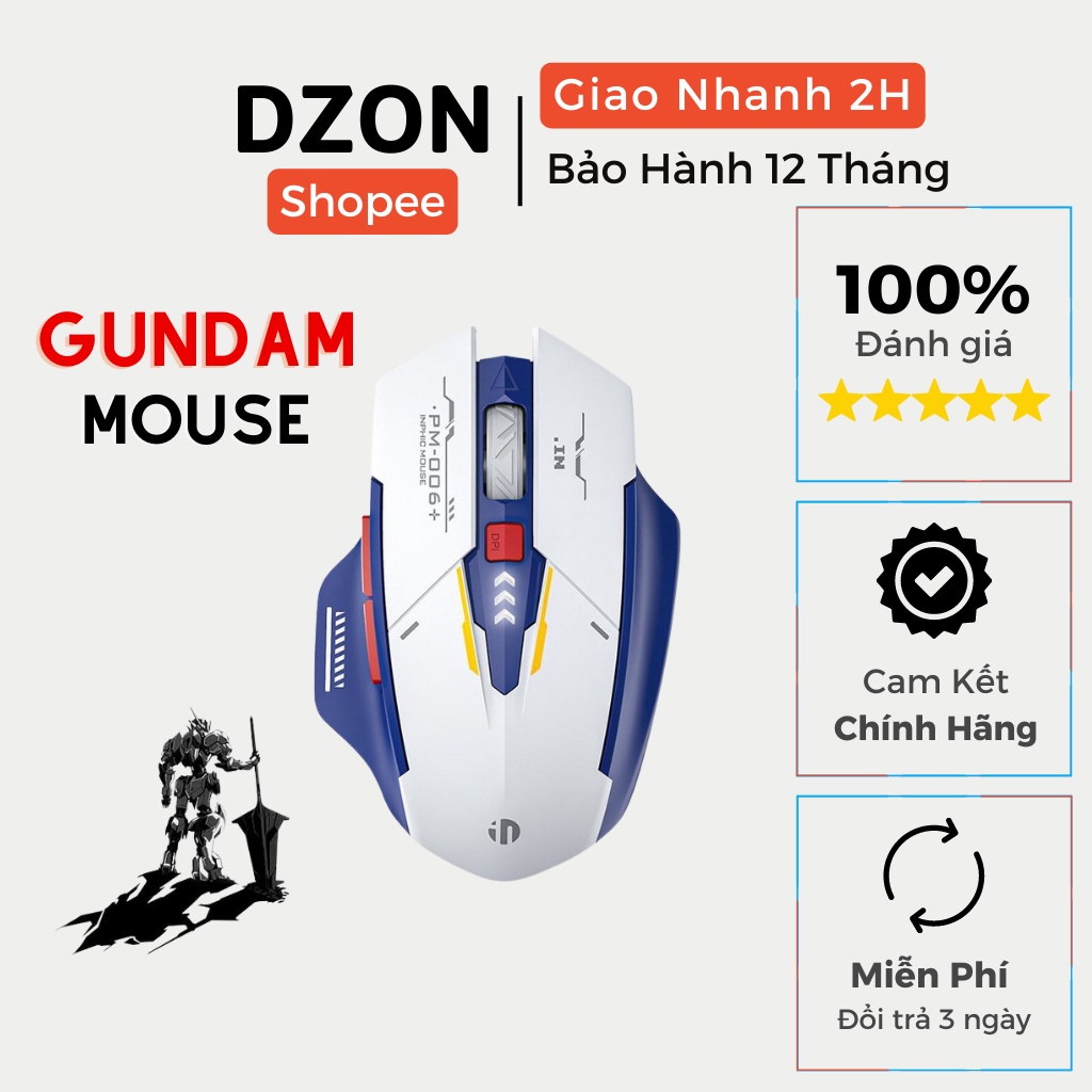 Chuột Inphic M6P Gundam Không Dây Pin Sạc 1600 DPI Chuyên Game Chống Ồn