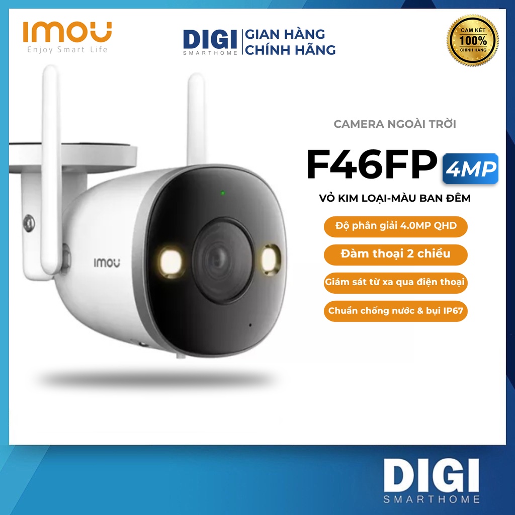 Camera Wifi IMOU Bullet 2S F46FP 4M Full HD - Đàm Thoại 2 Chiều-Ban Đêm Có Màu -Phù Hợp Ngoài Trời-Chính Hãng
