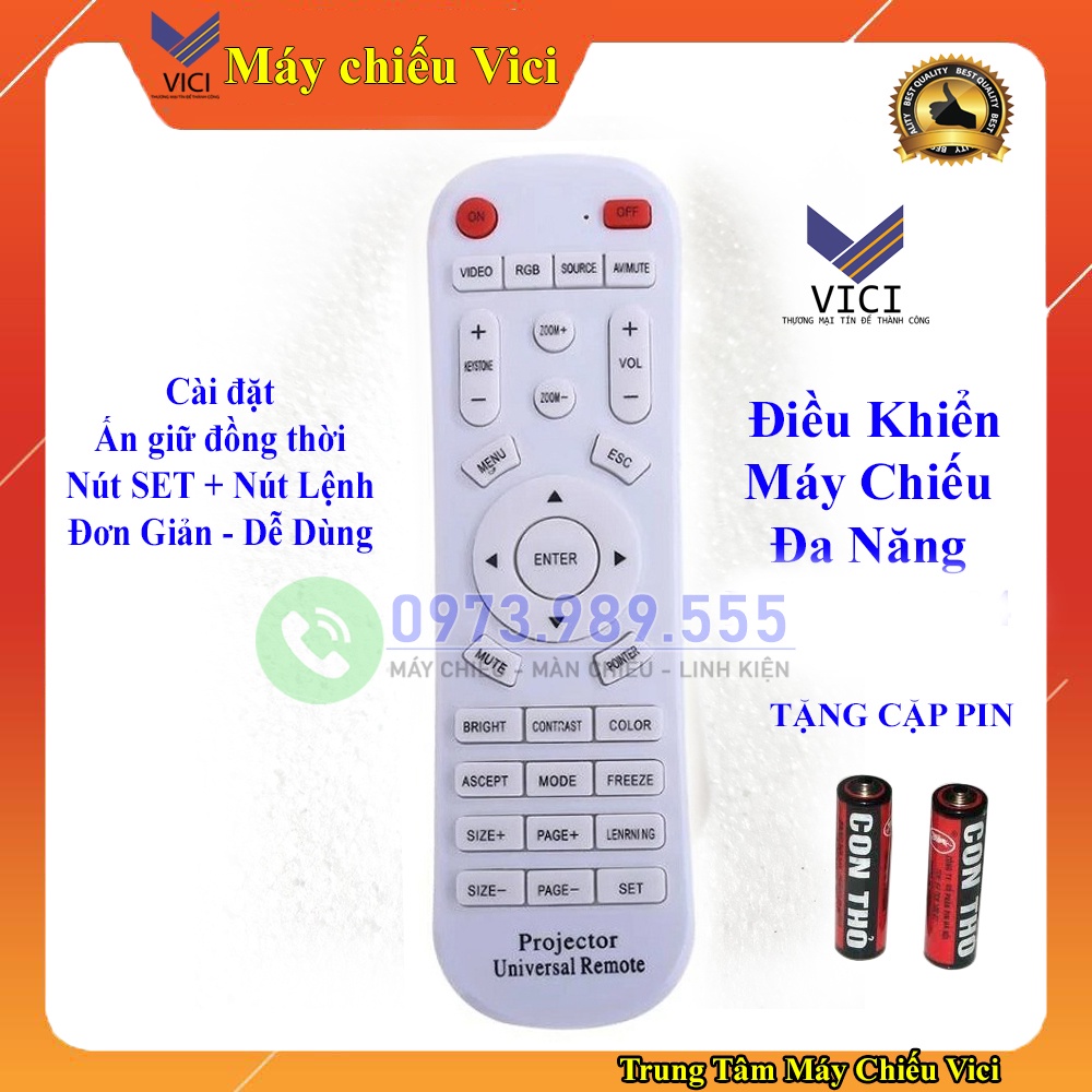 Điều khiển máy chiếu đa năng. Điều khiển máy chiếu đa năng màu trắng dùng cho các máy chiếu, Projector Universal Remote