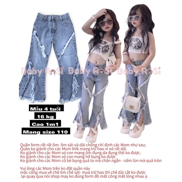 Quần jean loe ôm xẻ cho bé gái
