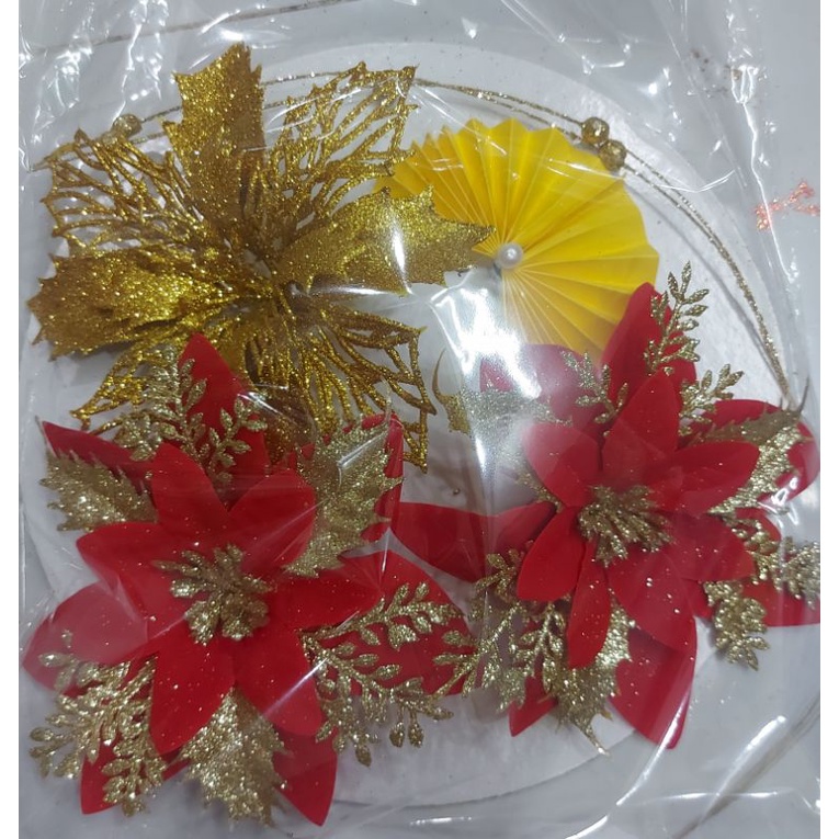 Set phụ kiện hoa trang trí tháp nước,bánh,giỏ quà tết tặng keo nến