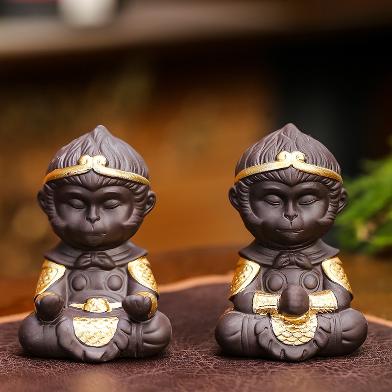 Tượng ngộ không mini + kèm gậy size 4x4.5x7cm trang trí bể cá