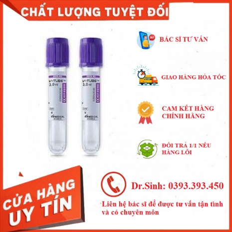 Ống nghiệm kháng đông chân không EDTA 6ml V-TUBE dùng trong PRP