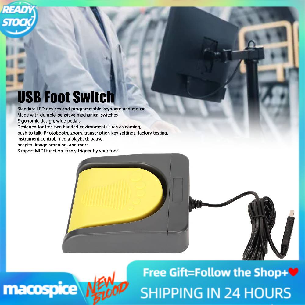 Macospice USB Foot Switch Single Pedal Mechanical Keyboard MIDI Controller HID Programmable Computer Gaming