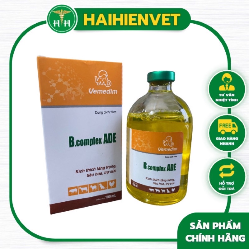 100ml B complex ADE - bổ sung vitamin cho chó mèo, gia cầm, thuỷ cầm, heo, dê, cừu, bò sữa, bê, nghé