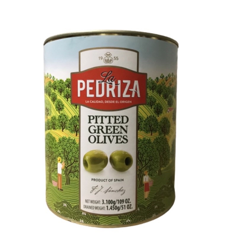 Quả oliu xanh nguyên trái đã tách hạt 3kg La Pedriza Tây Ban Nha cao cấp