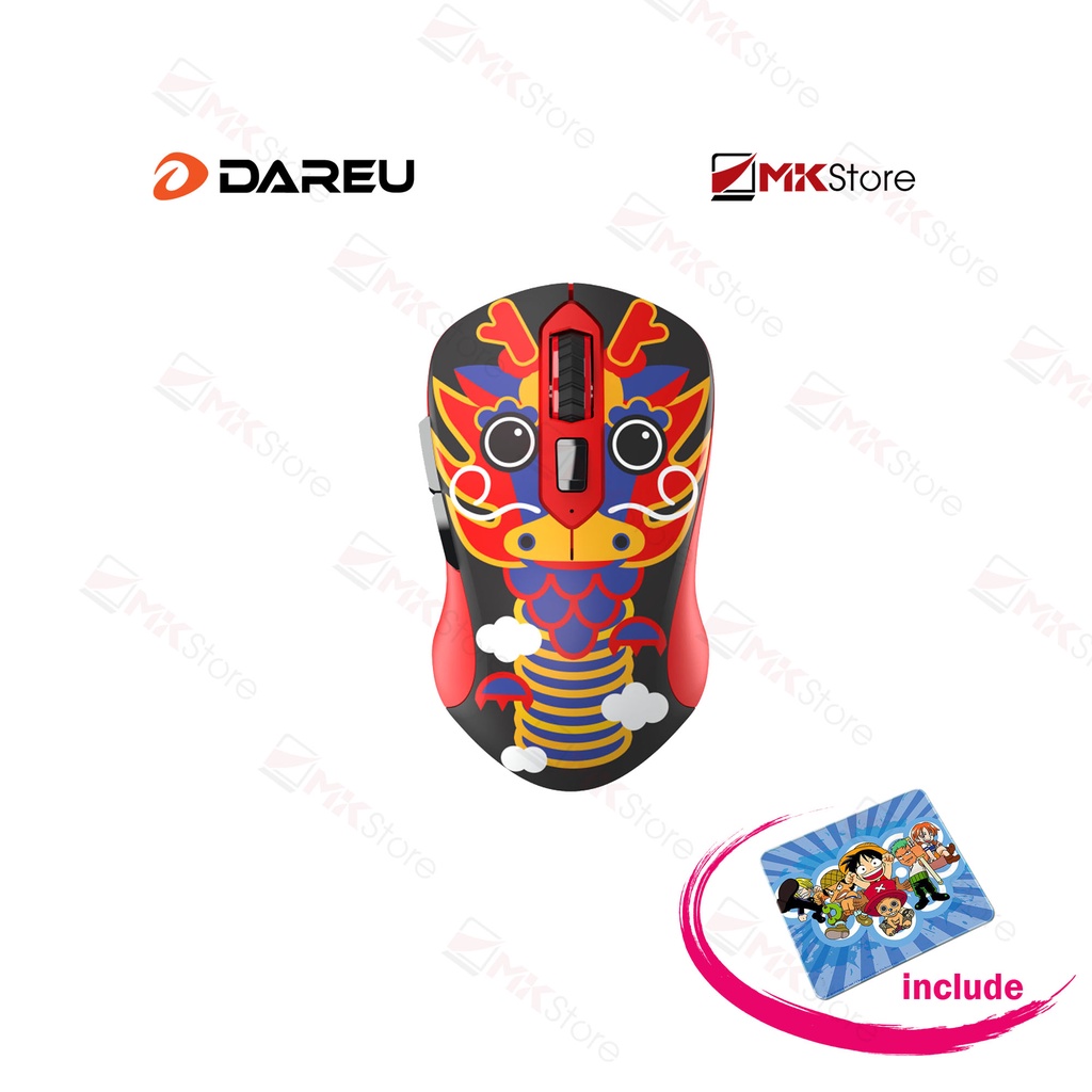 Chuột không dây DAREU LM115G Cute Rồng + Miếng lót
