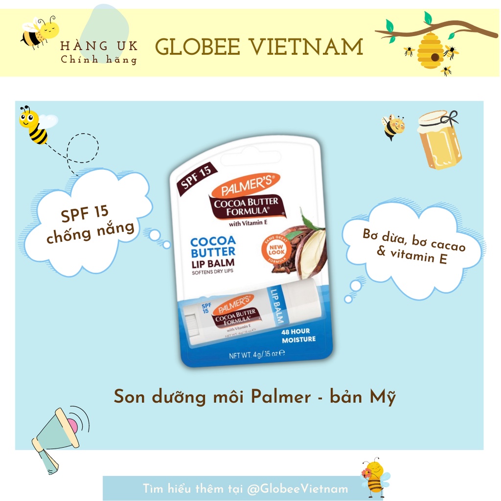 Son dưỡng môi Palmer Bơ dừa, bơ cacao & vitamin E  - bản Mỹ