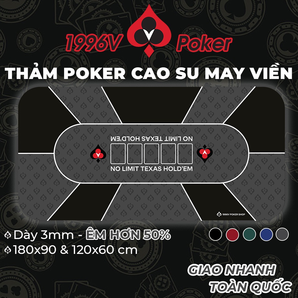 Thảm Poker cao su mặt nỉ trải bàn 10 chỗ chơi Pocker không số 120x60, 180x90cm  - 1996V Poker Shop