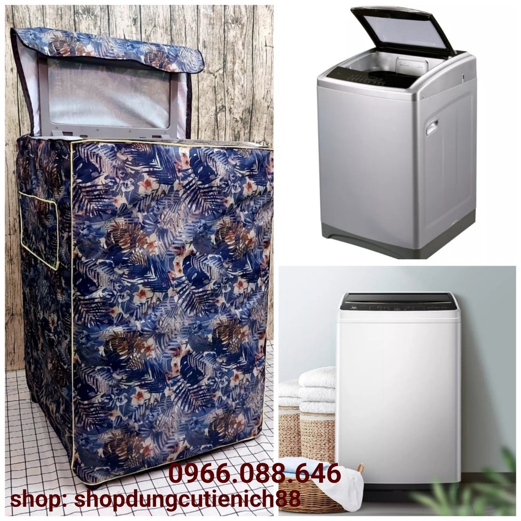 (Dành cho Máy Panasonic Cửa Trên 7.6kg đến 16KG ] Áo trùm máy giặt VẢI DÙ CỰC DÀY, DÂY KHÓA KÉO TO - bao chùm chống bụi
