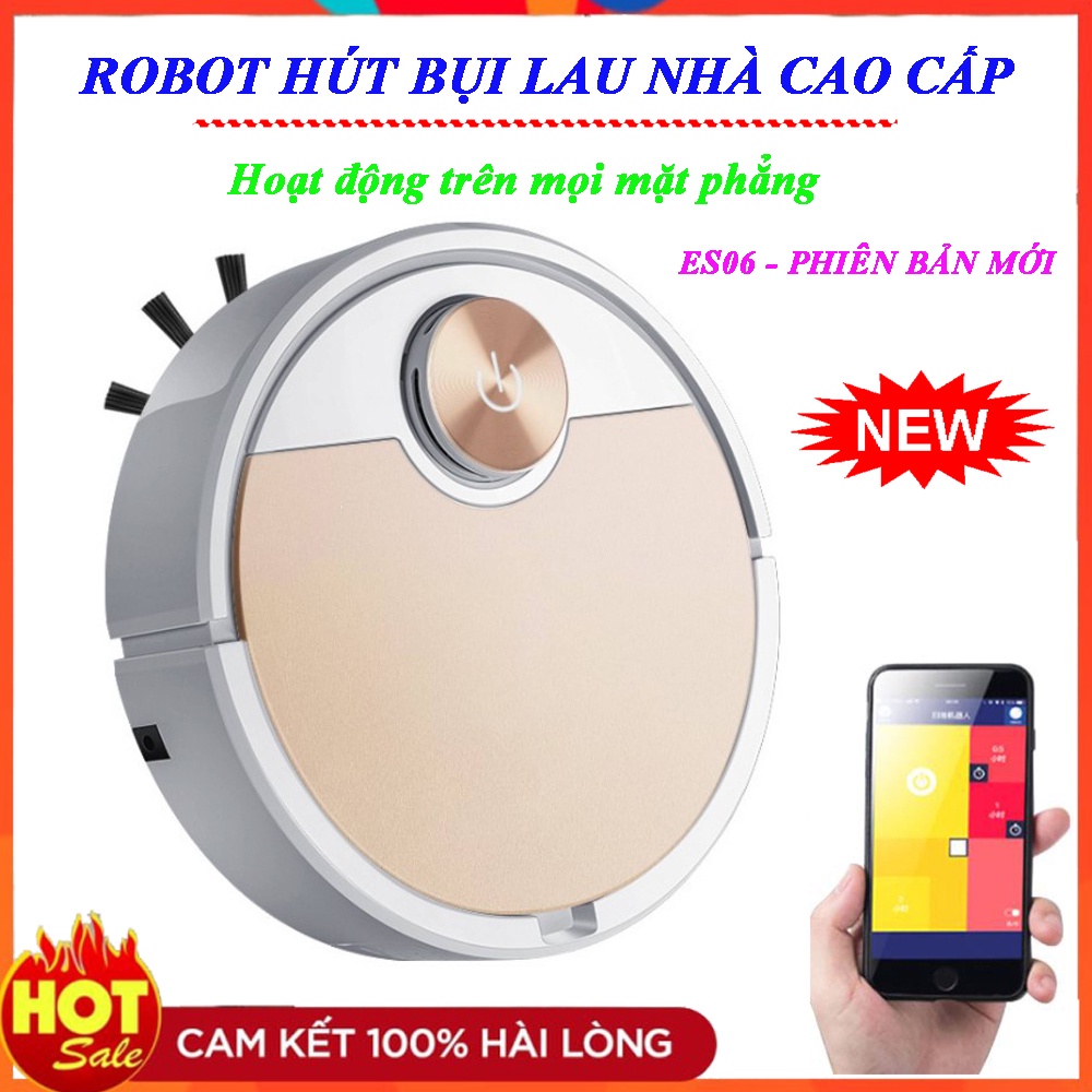 Máy Hút Bui, Robot Hút Bụi Lau Nhà ES06. Lực Hút Mạnh Mẽ, Cảm Biến 1 Chạm, Điều Khiển Qua App, Bảo Hành 12 Tháng!
