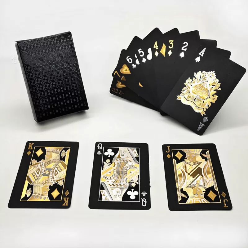 Bộ Bài Poker Bằng Nhựa Màu Vàng / Bạc / Đen Chống Thấm Nước Tiện Dụng