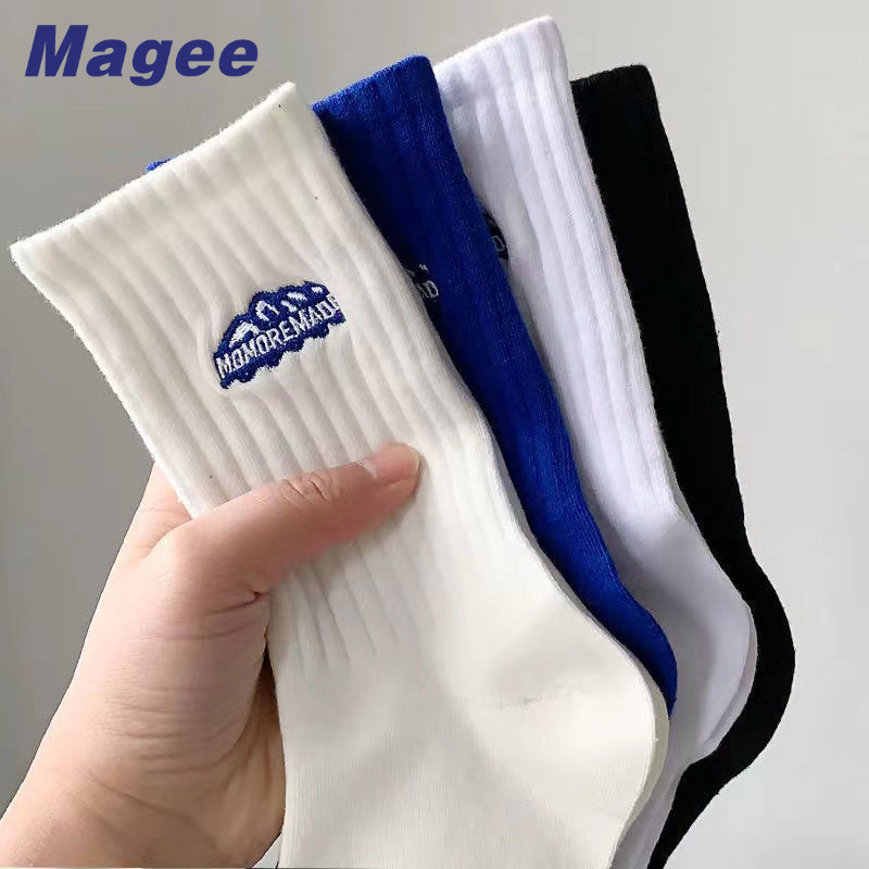 Magee Đôi Vớ Dày Cổ Vừa Thêu Hình Núi Tuyết Thời Trang Đa Năng Dành Cho Nam Nữ