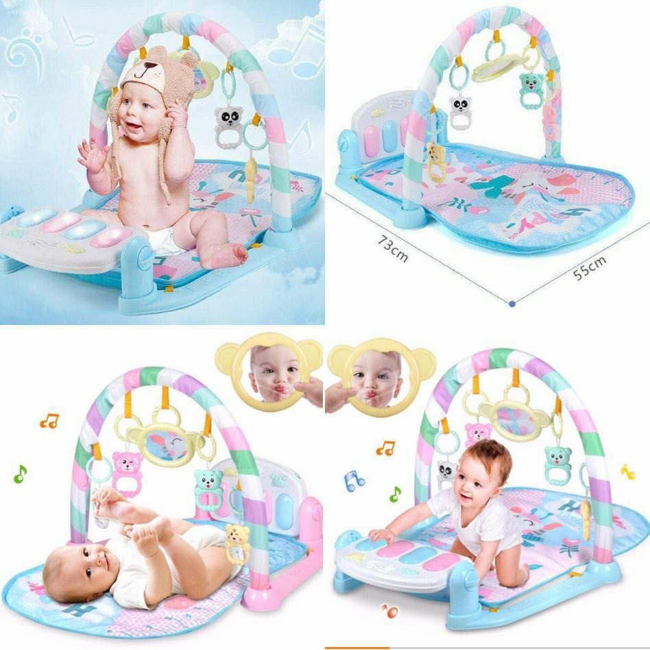 Thảm COn Hươu có đàn piano và khung treo đồ chơi lục lạc giúp bé phát triển các giác quan, bé vừa nằm vừa chơi giúp ba mẹ rảnh tay