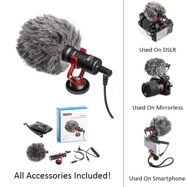 Micro thu âm Boya MM1 - Micro đa năng cardioid cho máy ảnh, máy quay, điện thoại, DSLR  Chuyên dùng thu âm, livestream cho vlogger, youtuber, streamer ...bảo hành 12 tháng - MTMax
