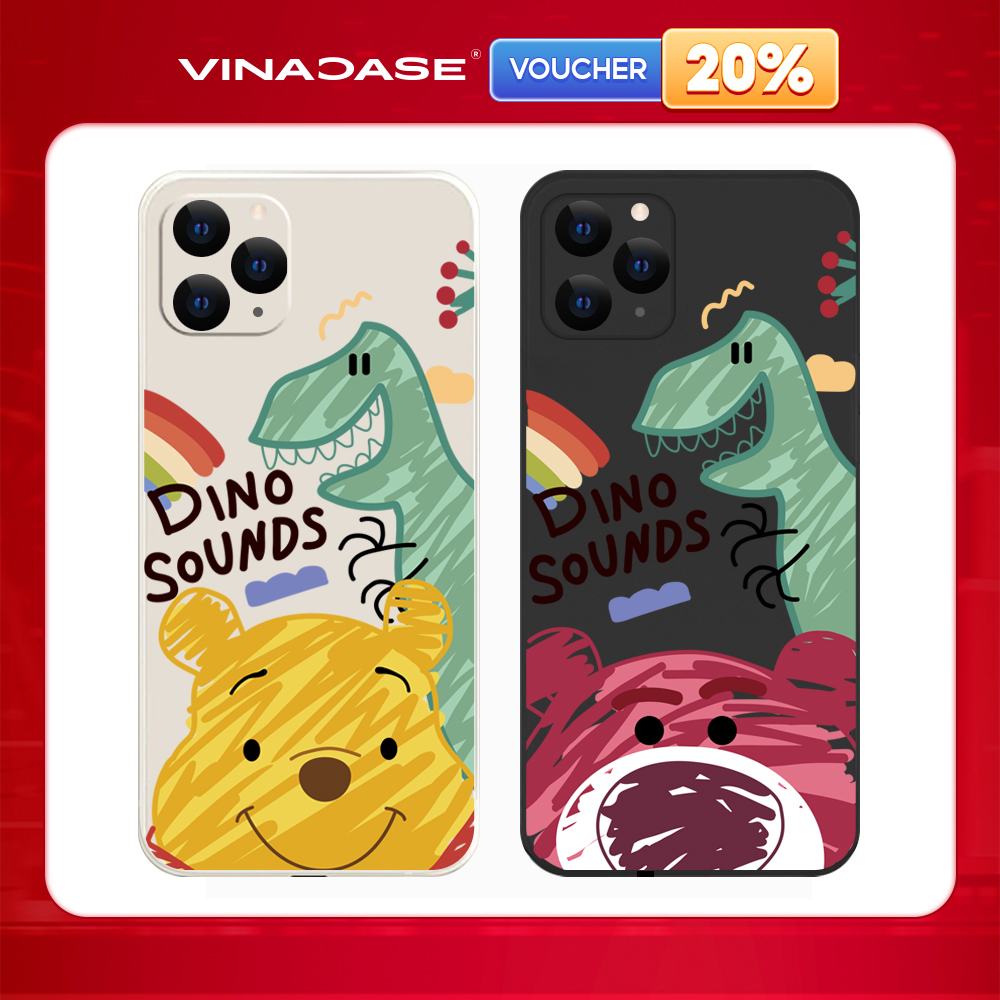 Ốp lưng Vina Case Iphone 6G/7+/7G/8G/X/Xr/11/12/13 Pro/..Silicone TPU dẻo viền vuông bảo vệ camera hình Dino Sounds