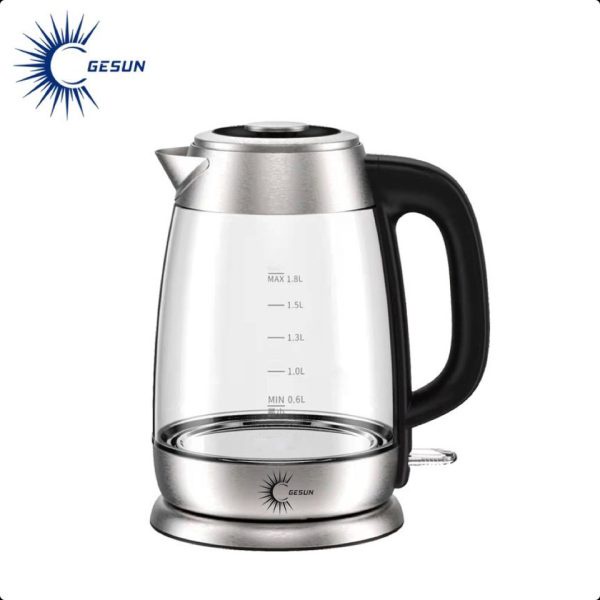 Ấm siêu tốc thuỷ tinh Gesun KTG-758, Ấm đun siêu tốc dung tích 1.8L cách nhiệt 2 lớp cao cấp,  Ấm siêu tốc, bình siêu tốc Gesun KTG-758 1,8L Chất liệu thủy tinh cao cấp cách nhiệt chống giật -bảo hành 24 Tháng - Đổi mới