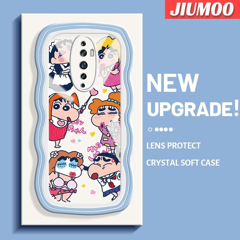 Jiumoo ốp cho OPPO RENO Ốp 2F RENO 2z Ốp bút chì màu Shin chan hoạt hình nghịch ngợm thiết kế mới Trong Suốt Mềm viền sóng màu chống sốc Ốp điện thoại máy ảnh sáng tạo Ốp trong suốt gel silica bảo vệ