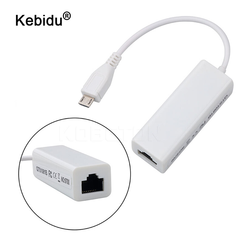 Bộ Chuyển Đổi Card Mạng LAN Ethernet 10/100Mbps Micro USB 2.0 Male Sang RJ-45 Female 5 Chân Cho Điện Thoại Android Windows
