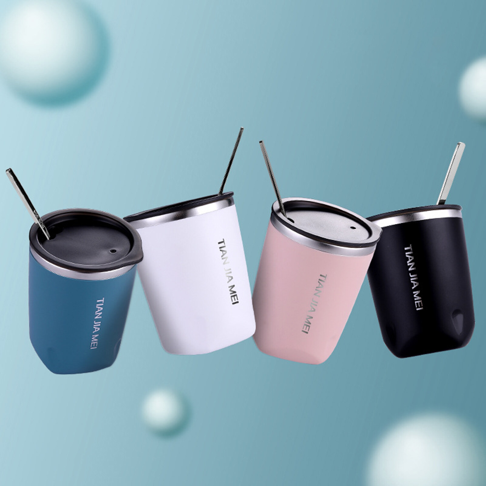 K-bell Bình Giữ Nhiệt 300Ml Cốc Nước In Chữ Trong Suốt Chống Bỏng Chịu Nhiệt Hai Lớp Đồ Dùng Gia Đình