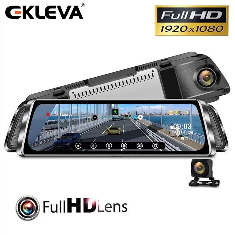 EKLEVA Camera Hành Trình 10 Inch Máy Ghi Hình Số Cho Xe Ô Tô Chiếu Hậu Android Mirror HD 1080P Supper Nhìn Trong Đêm Camera Phản Hậu Chiếu Đầu Ghi Hình DVR Xe Ôtô