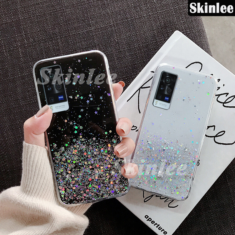 Skinlee Dành Cho VIVO X60 Pro Ốp Lưng Kim Sa Lấp Lánh Lấp Lánh Mặt Trăng Đầy Sao, Ốp Lưng Mềm Trong Suốt Dành Cho VIVO X60 Starry Sky