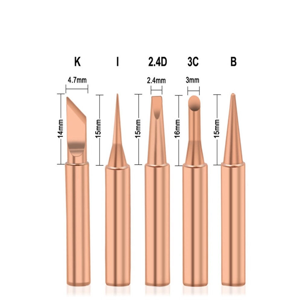 Bộ 5 Đầu Sắt Hàn I + B + K + 2.4D + 3C Bằng Đồng Nguyên Chất 900M Đầu Sắt Hàn Điện Đồng Trần Nóng Bên Trong