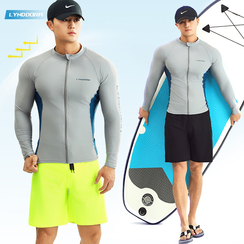 Sailbee người đàn ông ngăn tia UV đồ bơi đồ bơi tay dài Mens Rashguard lướt chống mẩn ngứa Surf Áo sơ mi cho bơi lặn phù hợp với m0116