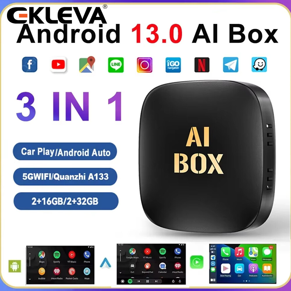 Ekleva Carplay Ai Hộp Android 13 Không Dây Carplay Android Tự Động Xe Hộp Ti vi video Wifi 2GB + 32GB Cho Netflix Youtube Chơi Cửa Hàng