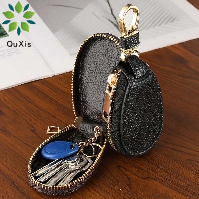 Quxis 2024 mới của người đàn ông giả da chìa khóa xe trường hợp, dây kéo Chìa khóa cửa lưu trữ xách tay túi bọc chìa khóa, đa chức năng khóa đơn giản túi bọc chìa khóa