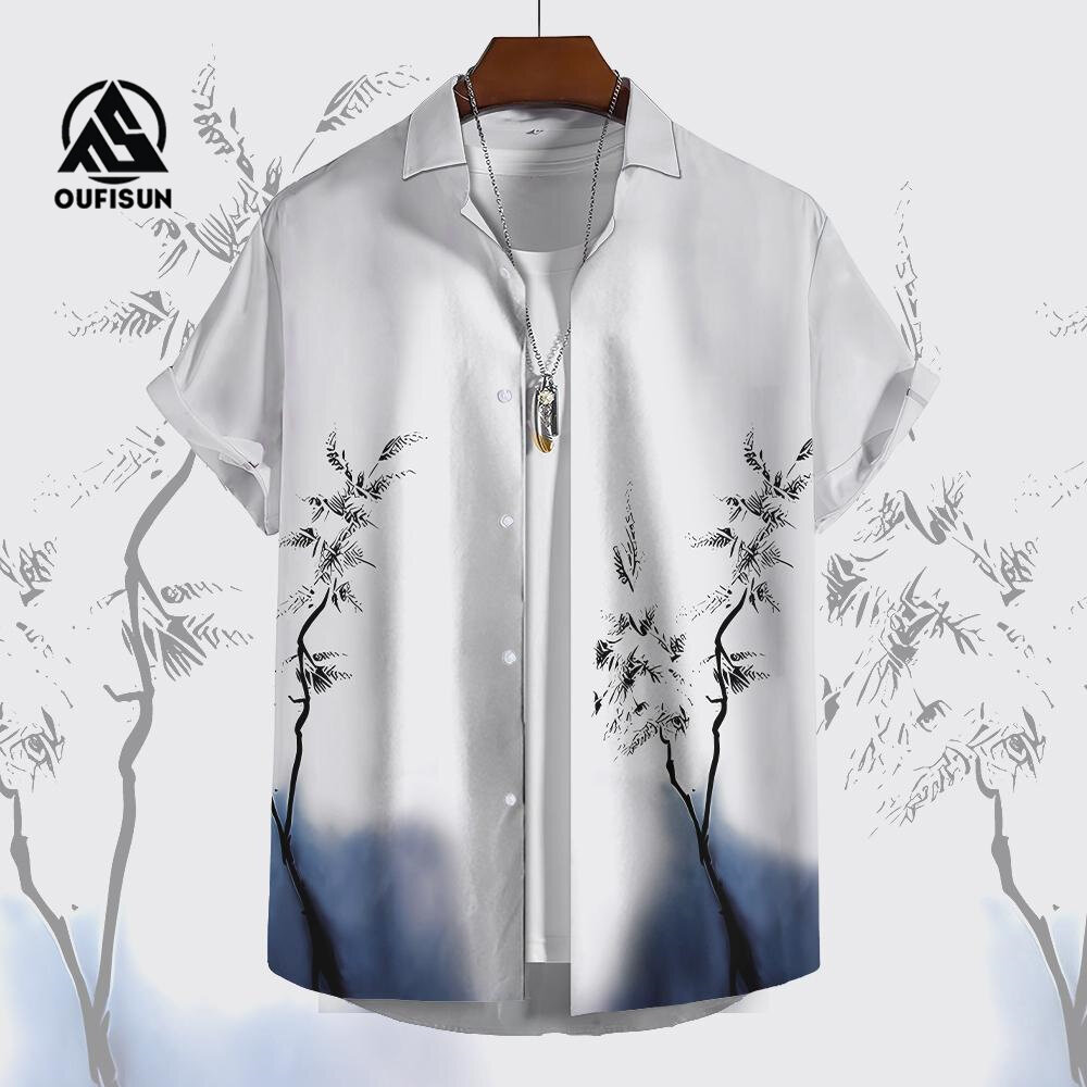 Áo sơ mi đàn ông cỡ lớn XS-5XL áo tay ngắn đơn giản áo hoa quần áo kỳ nghỉ quần áo CHA mẹ-con