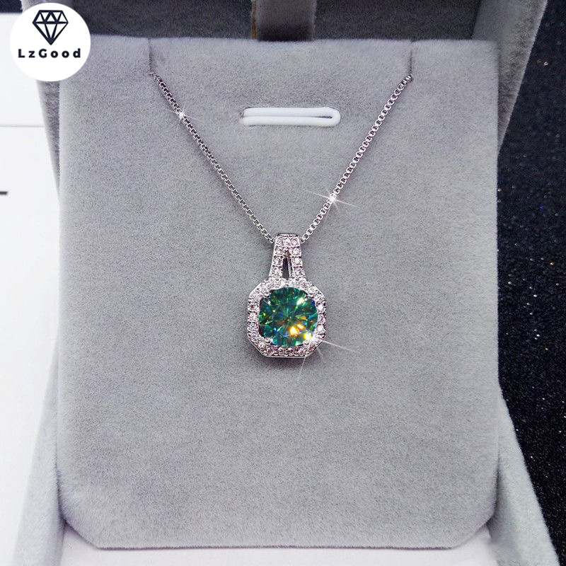 Vòng Cổ Mặt Dây Chuyền Moissanite 2 Carat Sang Trọng Thời Trang Nhẫn Có Thể Điều Chỉnh Trang Sức Nữ Quà Tặng Giáng Sinh Đám Cưới