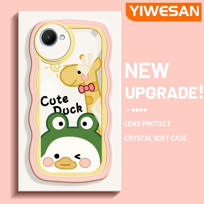 Yiwesan Ốp cho Realme Ốp lưng chính C30 c30s narzo 50i Ốp viền viền sóng Kem Hươu cao cổ dễ thương Ốp điện thoại chống sốc Trong Suốt Mềm máy ảnh sáng tạo Ốp trong suốt vỏ bảo vệ nhẹ nhàng đơn giản