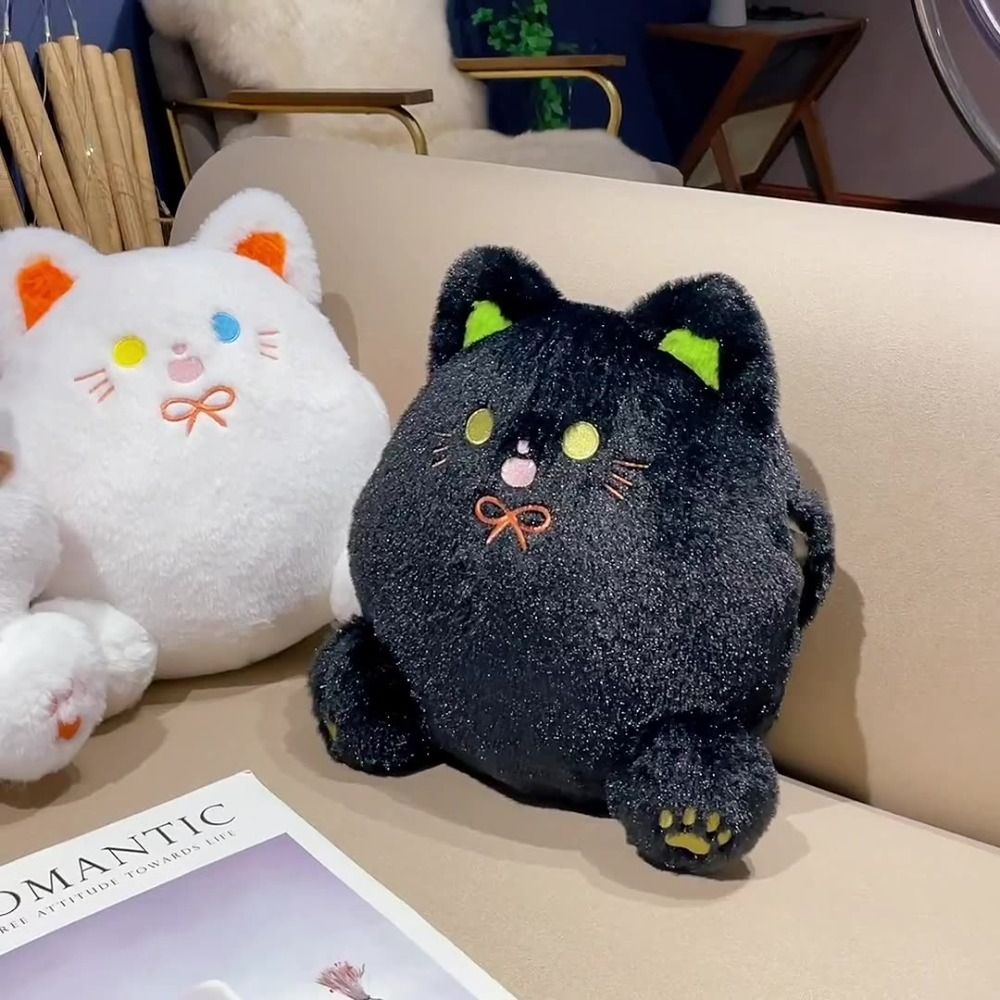 ZENDOA có túi tay Đồ chơi nhồi bông mèo Calico Bông PP Mỉm cười Búp bê nhồi bông mèo đen Gối Sofa Mềm mại Gối nhồi bông mèo trắng Trang trí nhà cửa