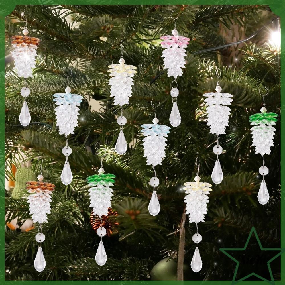 XIEKE Acrylic  dây chuyền cây thông Noel Trong suốt Quả thông mô phỏng  dây chuyền hình quả thông pha lê Trang trí treo  dây chuyền Giáng sinh Trang trí cây thông Noel